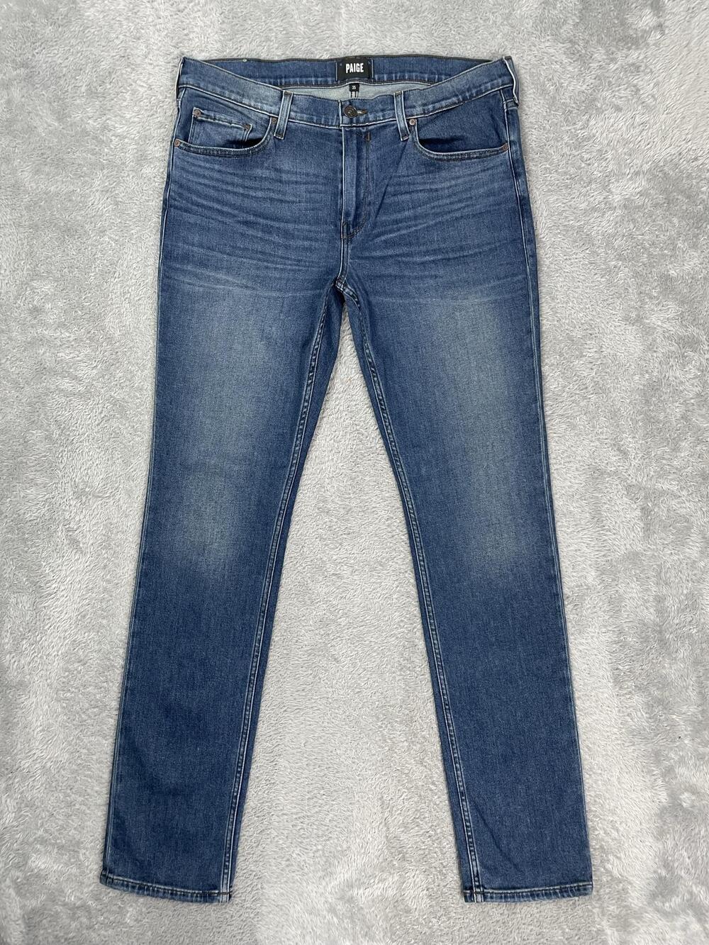 Paige Lennox Jeans Mens 35x34* Blue Slim Skinny Stretch Denim Med Wash Pants
